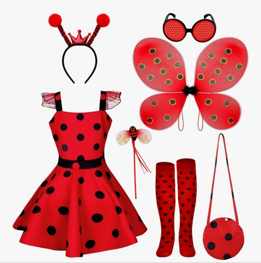 NWT Girl 7 Pcs Ladybug Costume Set